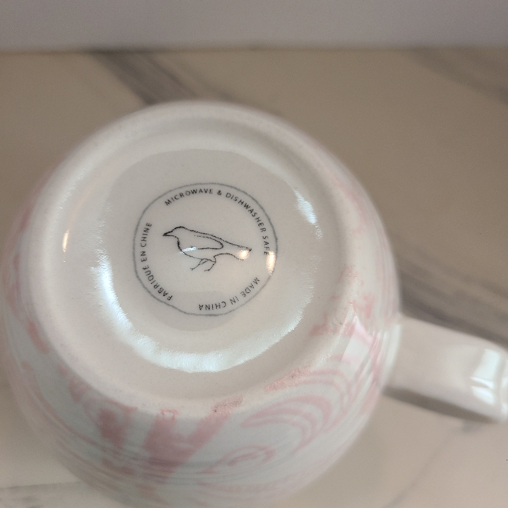 Anthropologie COFFEE TEA STYLEMUG Pink/White Floral Toile Monogram Letter t - Picture 3 of 7